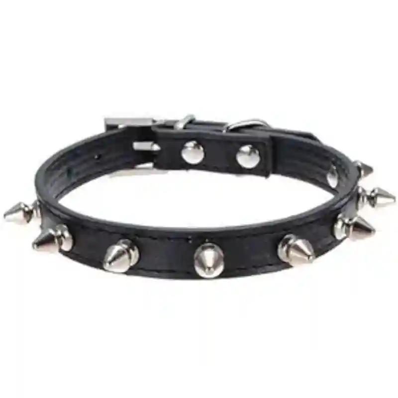 PSK PET MART Dog Spiked Single Pu Leather Durable Pet Dog Pitbull Mastiff Collar Dog Neck Collar Belts For Medium And Large Dogs - Black