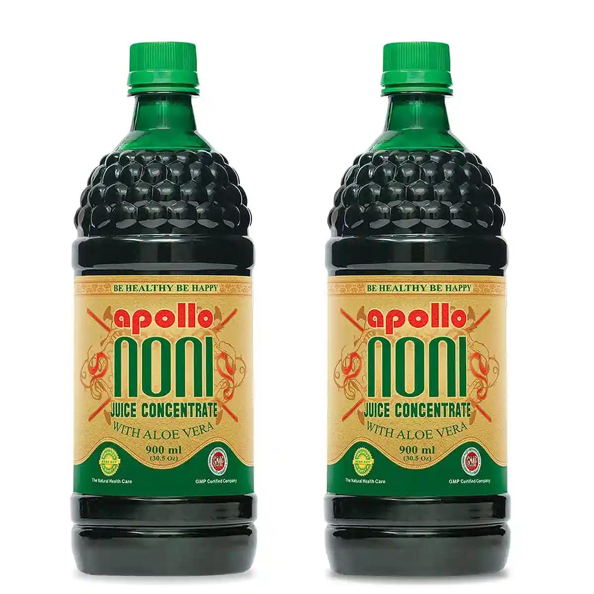 Apollo Noni Juice Concentrate with Aloe Vera For Boost Energy Level, Aids Digestion, Double Boost Your Immune, Contains Antioxidant Properties, 900ml (Pack of 2)