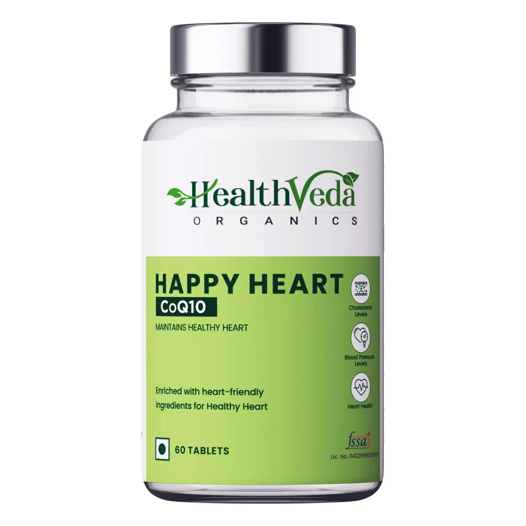 Health Veda Organics Happy Heart Supplement for Good Heart Health, 60 Veg Tablets