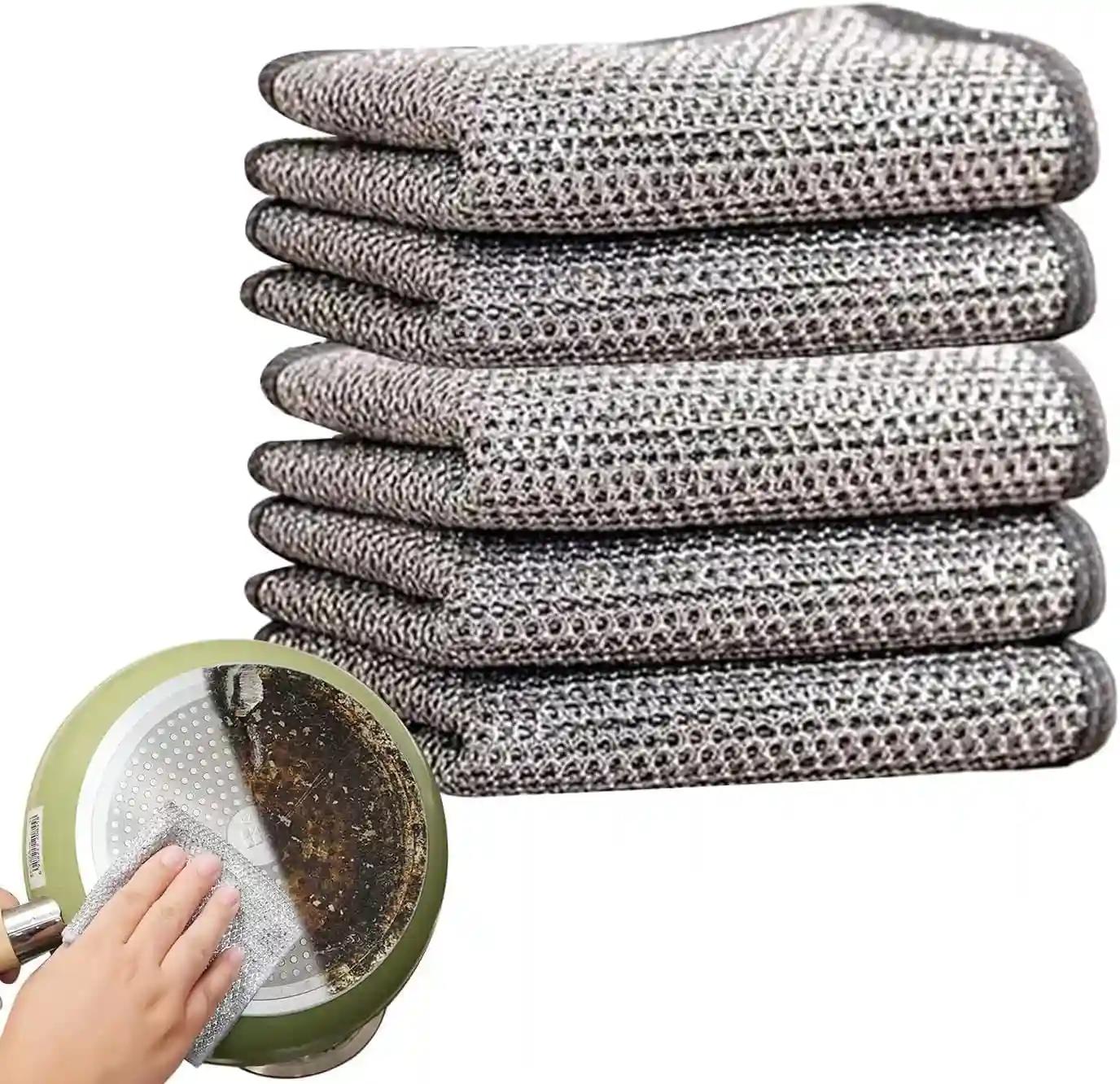 Non Scratch Dish Wash Cloth (Pack of 10) - Non Scratch Wire Dish Cloth - Wire Dish Cloth for Kitchen - Non Scratch Scrubbing Pads - Non Scratch Wire Dish Cloths for Kitchen - Wire Dish Cloth