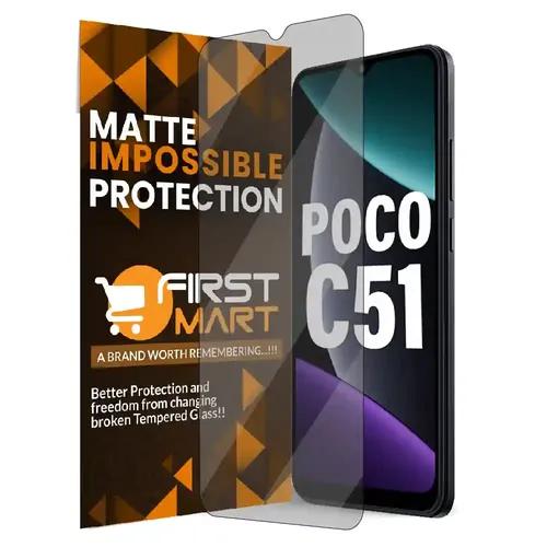 FIRST MART Screen Protector for Poco C51, Redmi A1 and Redmi A2 Plus - Impossible Fiber Case Friendly Screen Protection & Installation Kit (Matte)