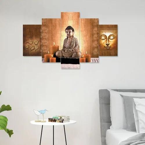 Buddha Wall Painting For Home Decoration Pack of 5 (119.5 x 60 Cm)- Pattern 102