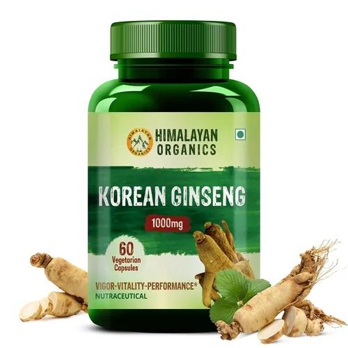 Himalayan Organics Korean Red Ginseng 1000mg/Serve 60 Veg Capsules