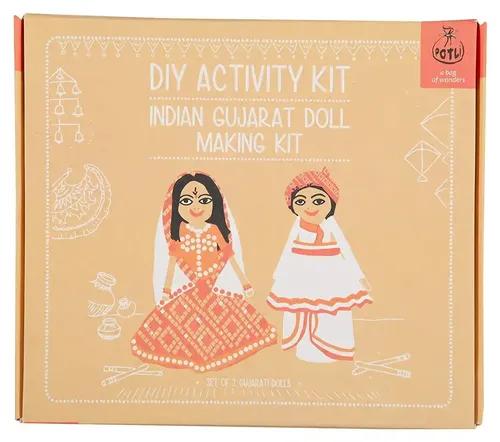 Handmade DIY Traditional Doll Making Craft Kit (Costumes Of Gujarat) Set Of 2 Dolls- 10+Years