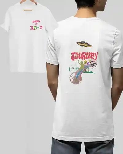 Alien Odyssey Men's Double-Sided Tee | 100% Premium Bio Wash Cotton T-Shirts - S  (White)