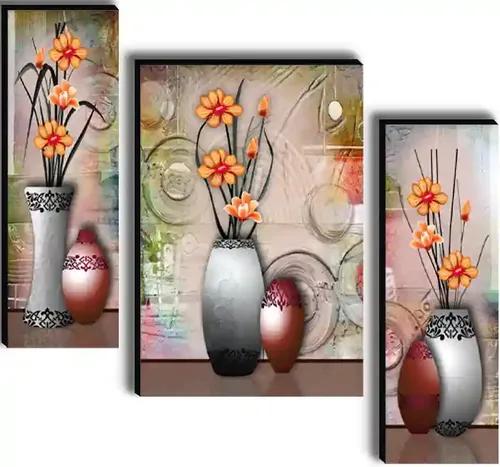 Framed Flower Vase Wall Painting for Home Decor - Pattern 185