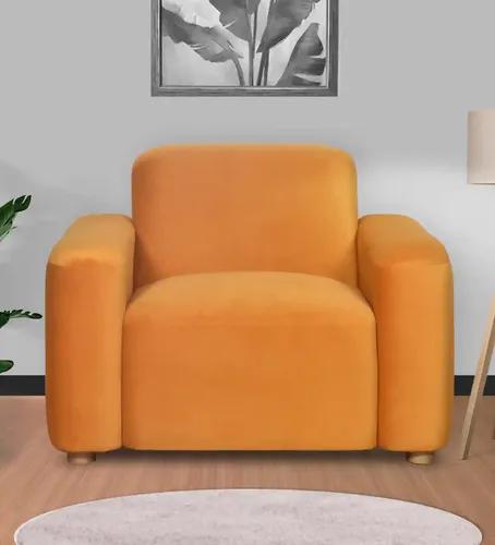 Pine Wood Polyester Fabric 1-Seater Sofa Orange