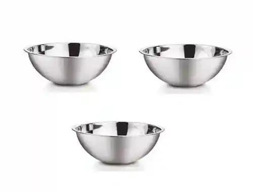 JVL Stainless Steel Oval Mixing Bowl Fruit Mixing Bowls for Kitchen Utensils- 1400 ml - 3Pc