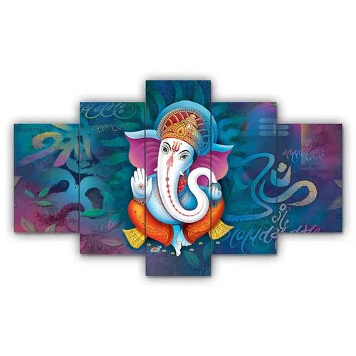 Ganesh Ji Wall Painting For Home Decoration Pack of 5 (119.5 x 60 Cm)- Pattern 132