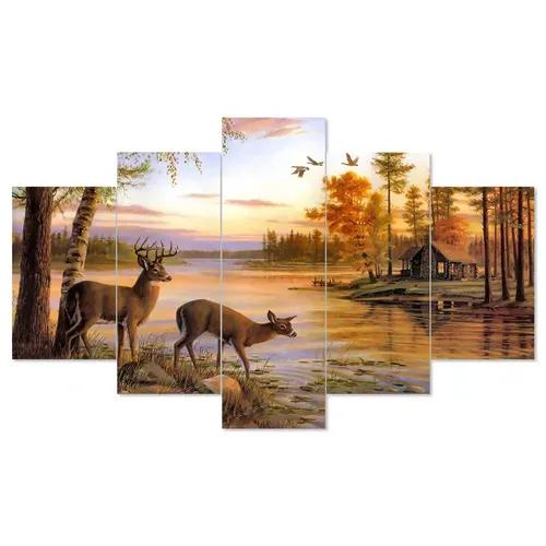 Framed Wall Painting For Home Decoration Pack of 5- Pattern 56