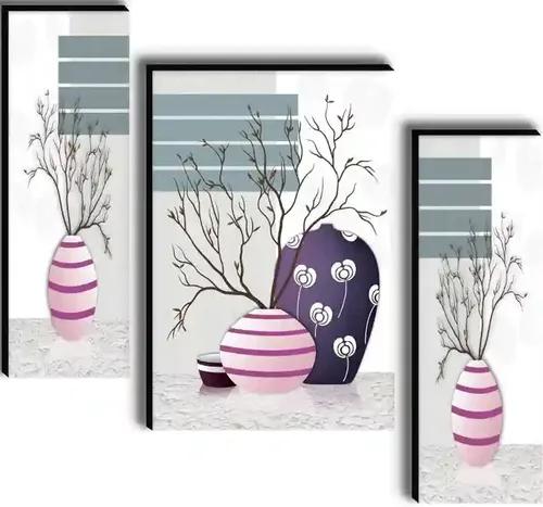 Framed Flower Vase Wall Painting for Home Decor - Pattern 191