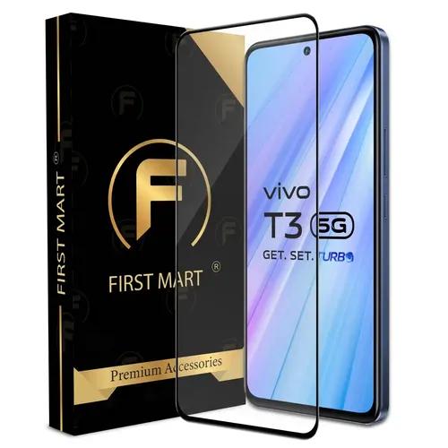 FIRST MART Premium Tempered Glass for Vivo T3 5G with Edge to Edge Coverage and Easy Installation Kit, Pack of 1