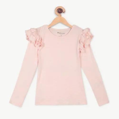 Organic Bamboo Fabric Girl's Frill Top Pink 2 Years