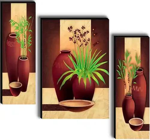 Framed Flower Vase Wall Painting for Home Decor - Pattern 168