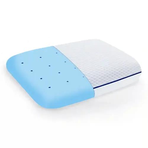 Sleepsia Gel Ventilated Memory Foam Pillows - Orthopedic Bed Pillow For Sleeping - Ergonomic & Neck Pain Relief, Back Sleeper, Side Sleeper & Stomach Sleepers (Small Standard) Blue Piping