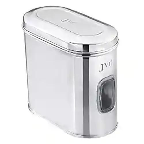 JVL Stainless Steel Kitchen Food Storage Capsule Shape Galaxy Window Canister with Unbreakable Steel Lid for Dry items Store - 2Litres