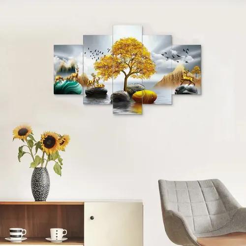 Framed Wall Painting For Home Decoration Pack of 5 (119.5 x 60 Cm)- Pattern 114