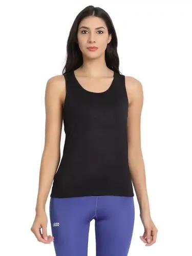 Organic Bamboo Fabric Runner Vest Top Black - S