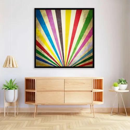 ArtzFolio Multi Color Grunge Sunbeams | Premium Canvas Painting for Bedroom & Living Room | Black Wood Frame | 20 x 20 inch (51 x 51 cms)