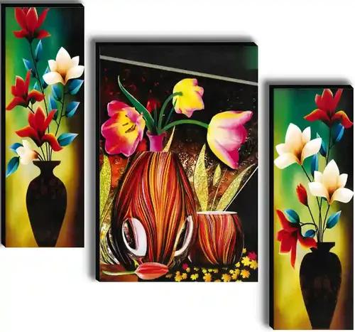 Framed Flower Vase Wall Painting for Home Decor - Pattern 170