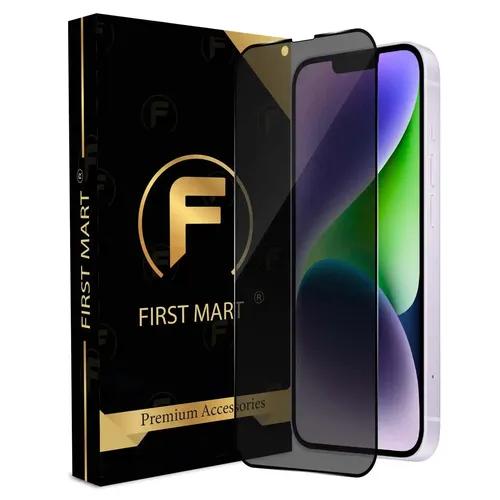 FIRST MART Edge to Edge Privacy Tempered Glass for iPhone 14 Plus / 13 Pro Max Full Screen Coverage with Easy Installation Kit | Black Glossy