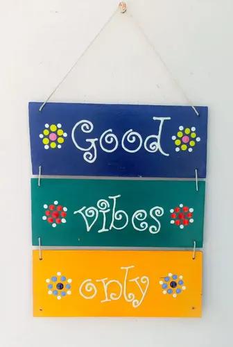 "Good Vibes Only" Hand Painted Wooden Wall Hanging Decor