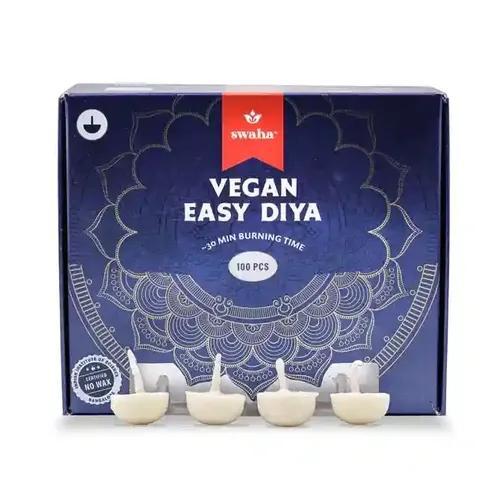 Swaha IISC Certified Vanaspati Ghee Diya Wicks (100 Pcs) Wax Free Vegan Diya Batti - Pack of 1