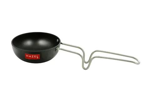 HAZEL 2.3 mm Hard Anodised Tadka Pan Aluminium Anodized Vaghariya Pan, 185 ml, 10 cm, Black