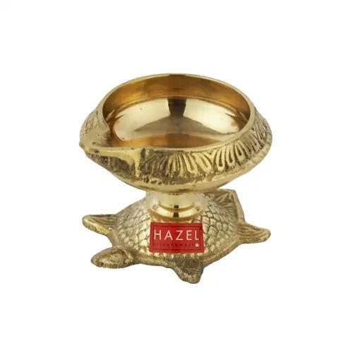 Hazel Kanchua Kuber Brass Tortoise Diya, Small, Golden