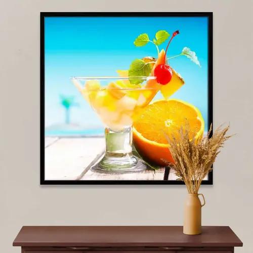 ArtzFolio Fruit Salad Image | Premium Canvas Painting for Bedroom & Living Room | Black Wood Frame | 12 x 12 inch (30 x 30 cms)