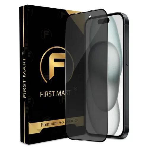 FIRST MART Edge to Edge Matte Privacy Tempered Glass for iPhone 15 Full Screen Coverage with Easy Installation Kit | Black