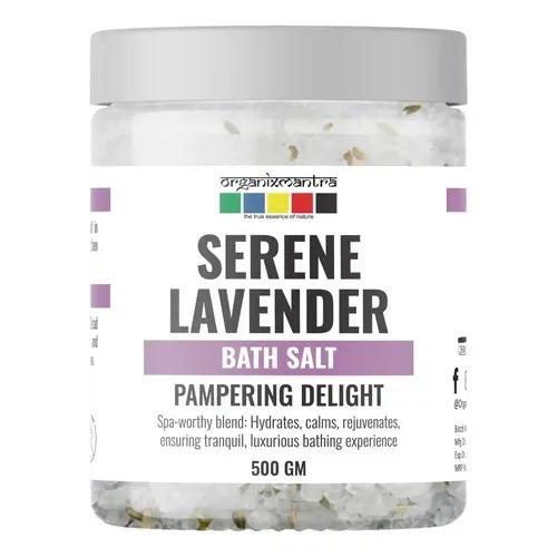 Organix Mantra Relaxing Lavender Bath Salt | Enriched with Dead Sea Minerals, Olive Oil & Vitamin E, with Calming Lavender Buds| Soothing Hydration & Luxurious Relaxation Soak - 500G