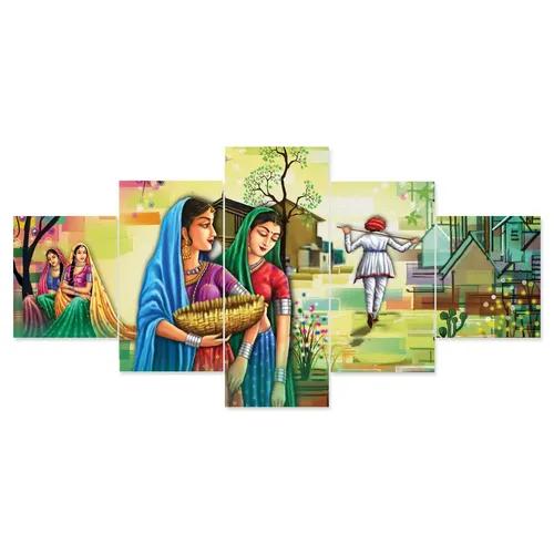 Framed Wall Painting For Home Decoration Pack of 5 (119.5 x 60 Cm)- Pattern 101