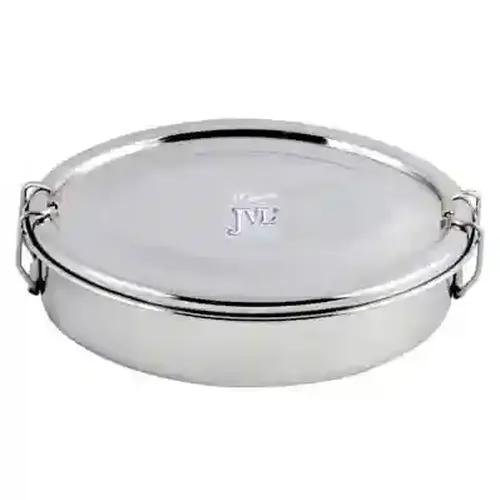 Jvl Stainless Steel Lunch Box For Kids , Single Layer Tiffin Box For School And Office Use With Inner Plate - Oval - Small Size