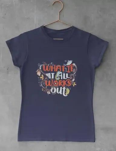 What if it all works out (multicolor print) - Women's Regular fit T shirt - Navy Blue - XS