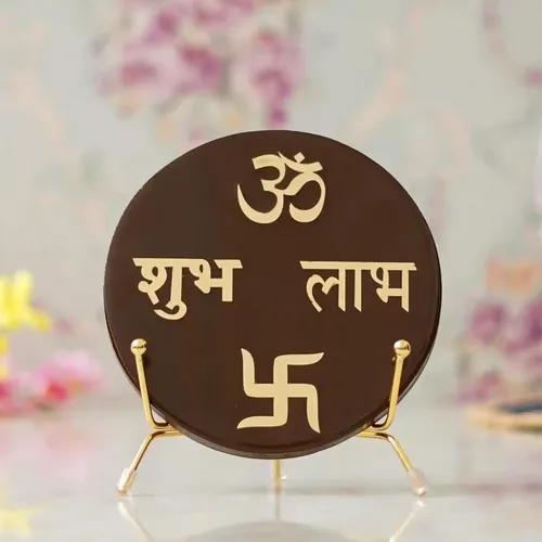 WEBELKART Premium Bhubh Labh with Om Swastik Table Decor Showpiece Home and Office Decor Diwali Decor (Resin 7" Inches)