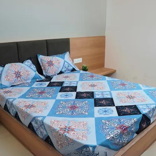 Microfiber 150 TC bed sheet for Queen Size Bed with 2 Pillow Covers 220 cm x 244 cm, (Sky Blue)