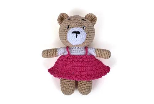 Crochet Bear Girl Soft Toys - Pink