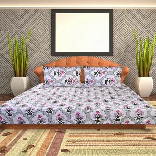 Microfiber 144 TC Queen Size bed sheet with 2 Pillow Covers 220 cm x 244 cm